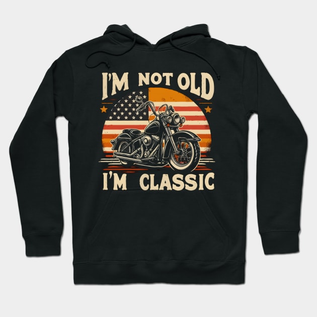 4th Of July Vintage Biker America Flag Motorcycle Rider Father's Day Hoodie by TopTees